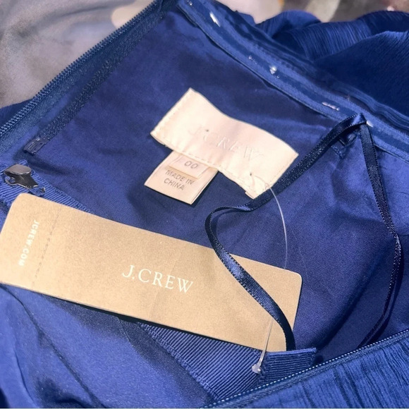 J Crew Nadia silk chiffon dress navy blue size 00 ❤️ - Picture 6 of 7